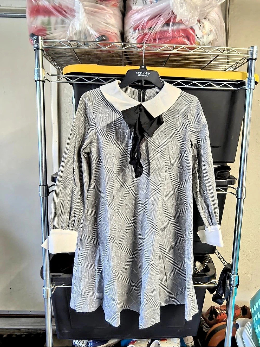 Marian Sue Houndstooth Mini Dress in Black & White Size Small